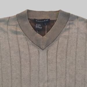 Tulliano Men's Classic Sweater V-Neck Tan Size Large